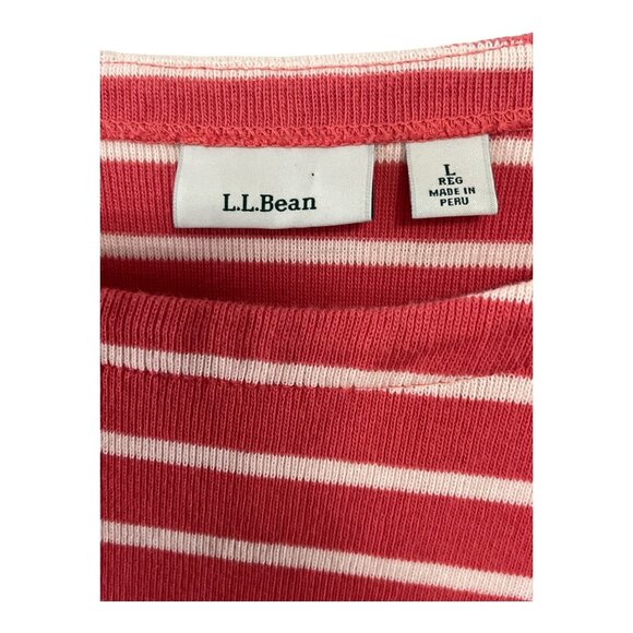 L.L. Bean Women’s Size L Long-Sleeve Boatneck Tee – Deep Coral Stripe - Picture 2 of 6